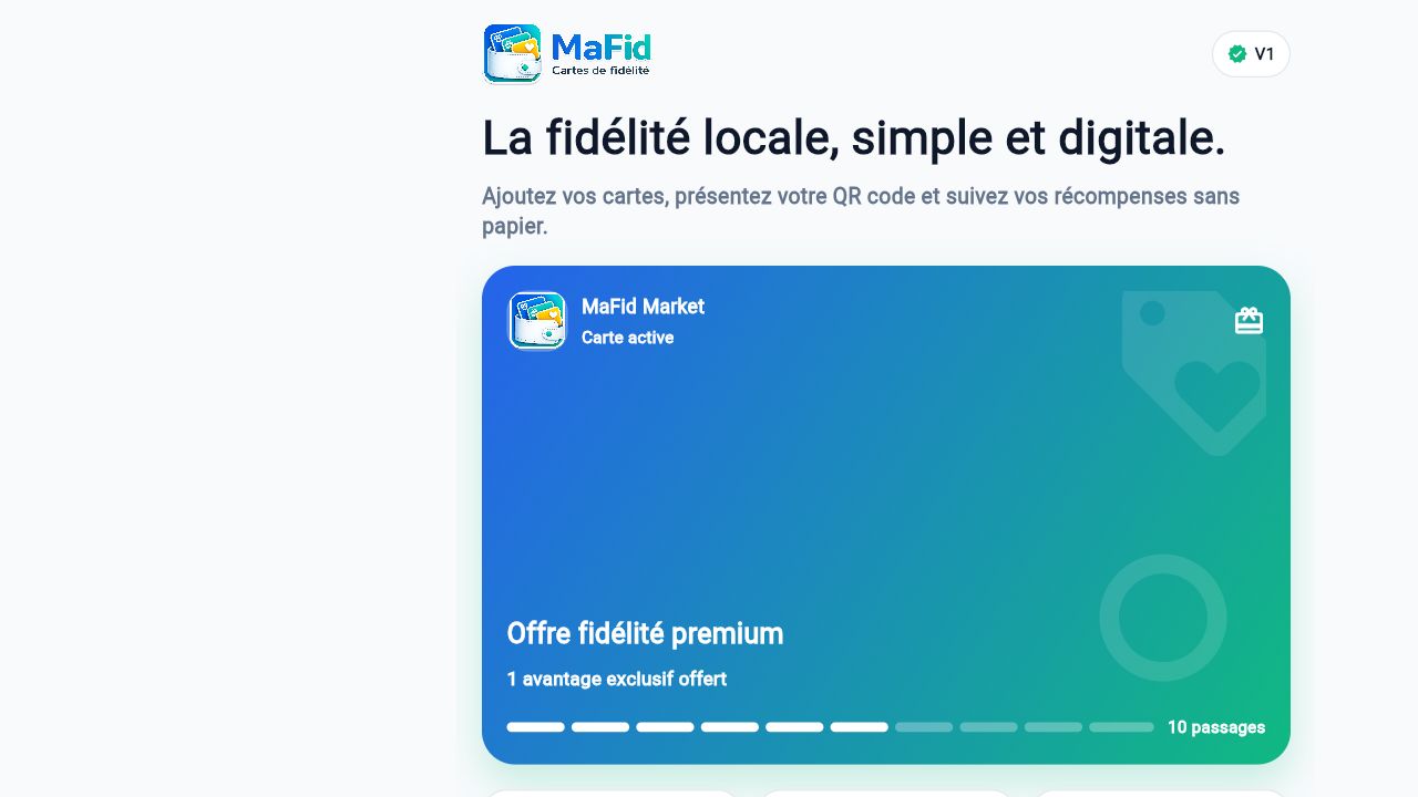 Capture d’écran de la page d’accueil MaFid